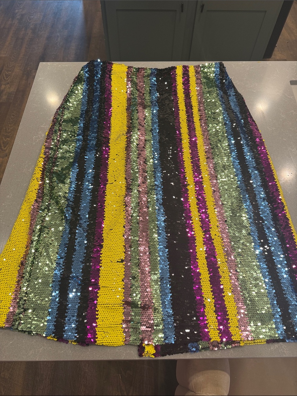 Multi-Color Sequin Stripe Pencil Skirt